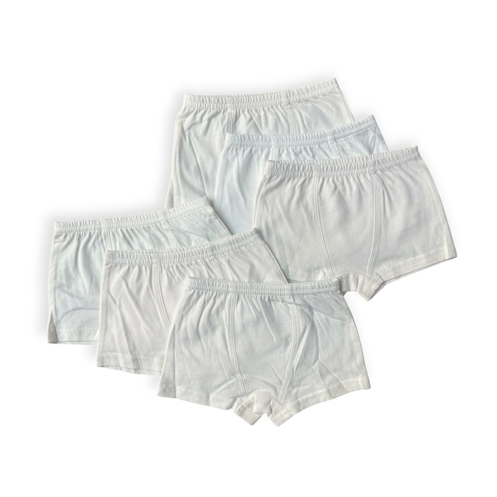 Tiny Boxers Boys White 100% Cotton Boxer Briefs Underwear 6 Pack 18 Months